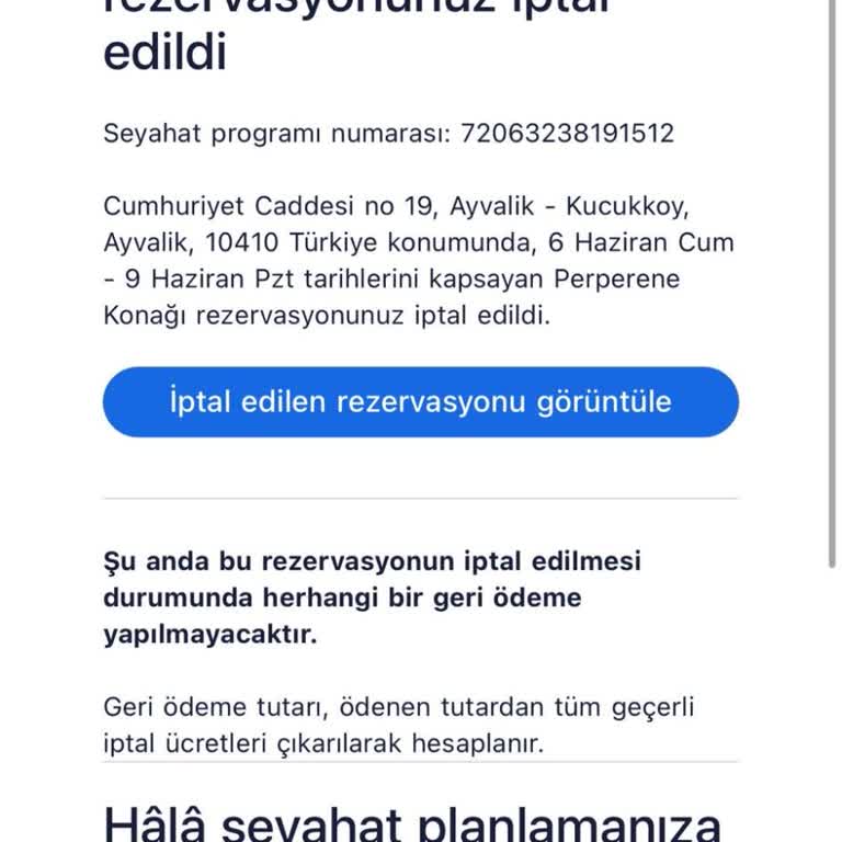 İptal Edilemeyen Rezervasyon Ve Geri Ödenmeyen Ücret