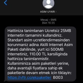 Yetersiz Data Ve Yüksek Aşım Ücreti Nedeniyle Tarife Değişikliği Ve Ücret İadesi Talebi
