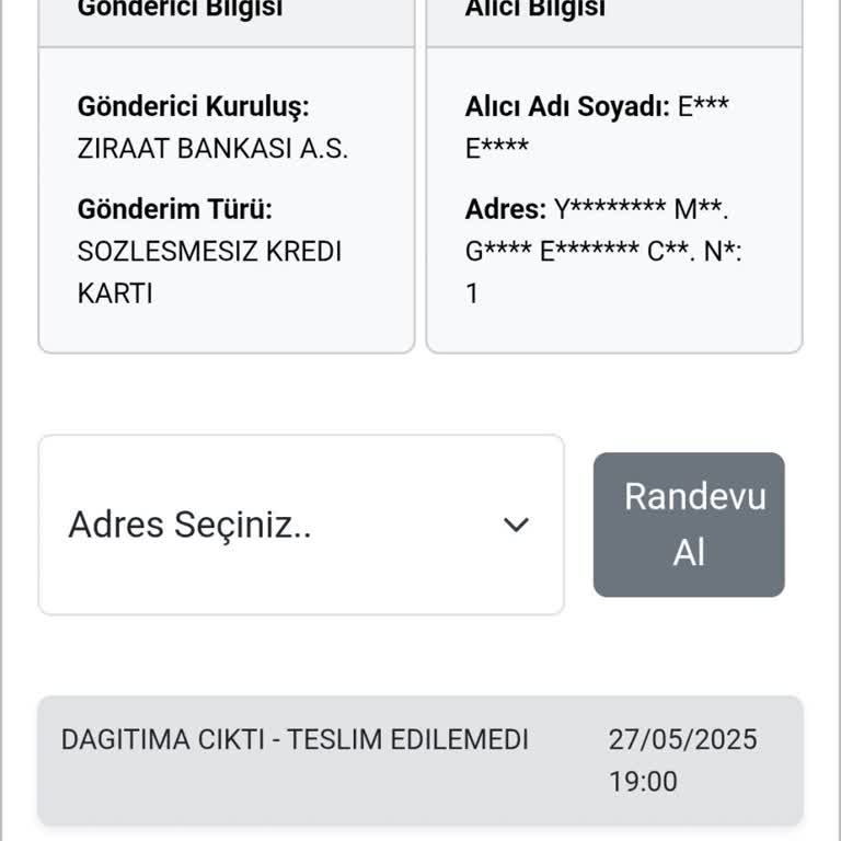 Kuryenet Teslimatında İletişim Sorunu Ve Kartımın Ulaşılamaması