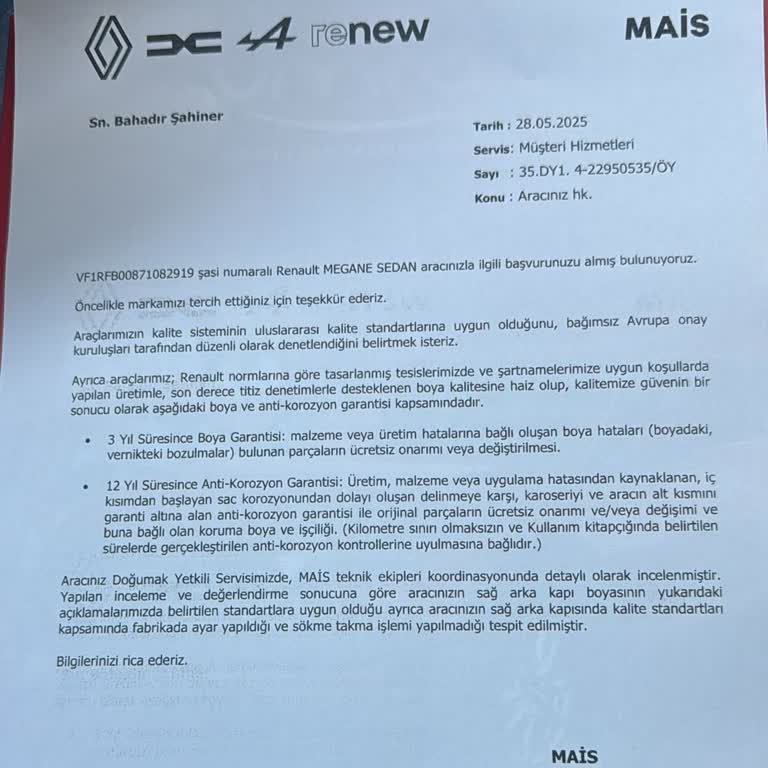 Sıfır Araçta Fabrikasyon Boya Sorunu Ve Mağduriyet