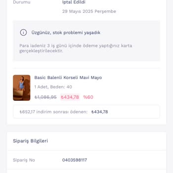 İndirimli Ürün Siparişim Keyfi Olarak İptal Edildi, Fiyatı Artırıldı!