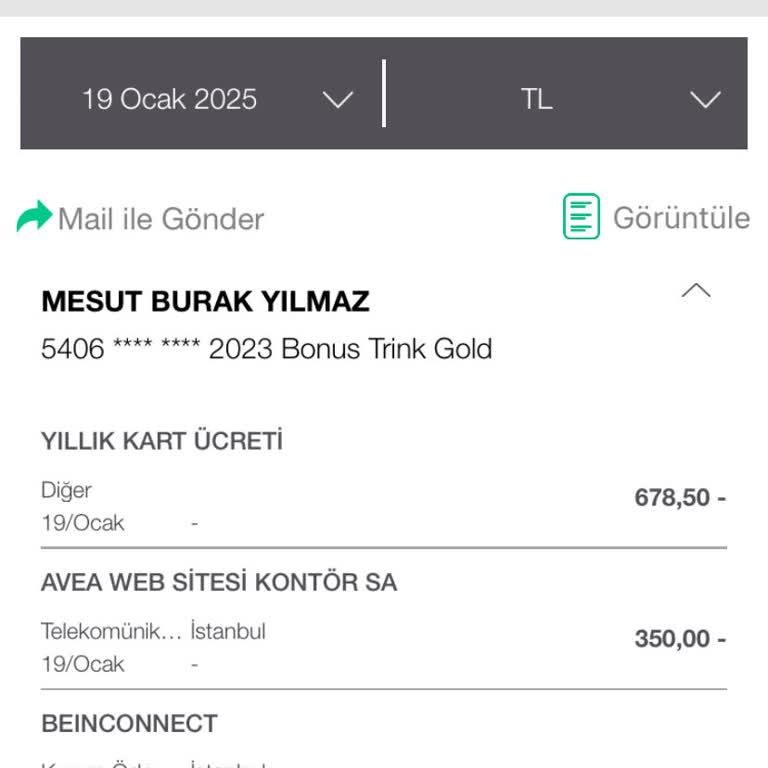 Garanti Bankası Kredi Kartı Yıllık Aidatının İadesi Talebi