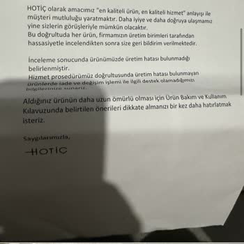 Üretim Hatası Olan Üründe İnceleme Talebim Reddedildi