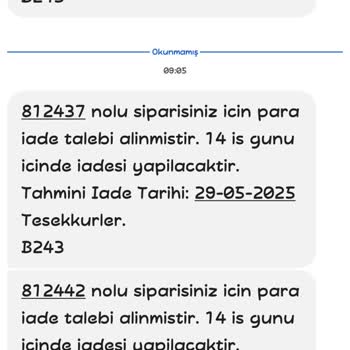 İptal Edilen Siparişin Para İadesi Yapılmadı