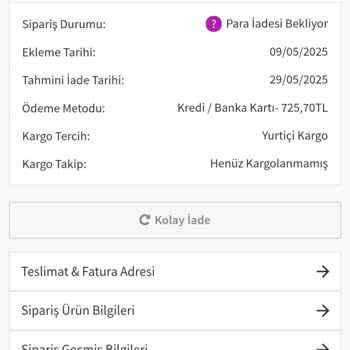 İptal Edilen Siparişin Para İadesi Yapılmadı