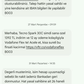 Vodafone'dan 3 Aydır Beklenen Para İadesi Sorunu