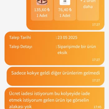 Siparişim Eksik Ve Yanlış Ürünle Teslim Edildi Çözüm Yok