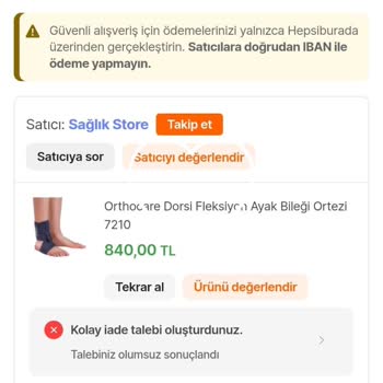 Kullanışsız Ayak Bileği Ortezi İçin İade Reddi Mağduriyeti