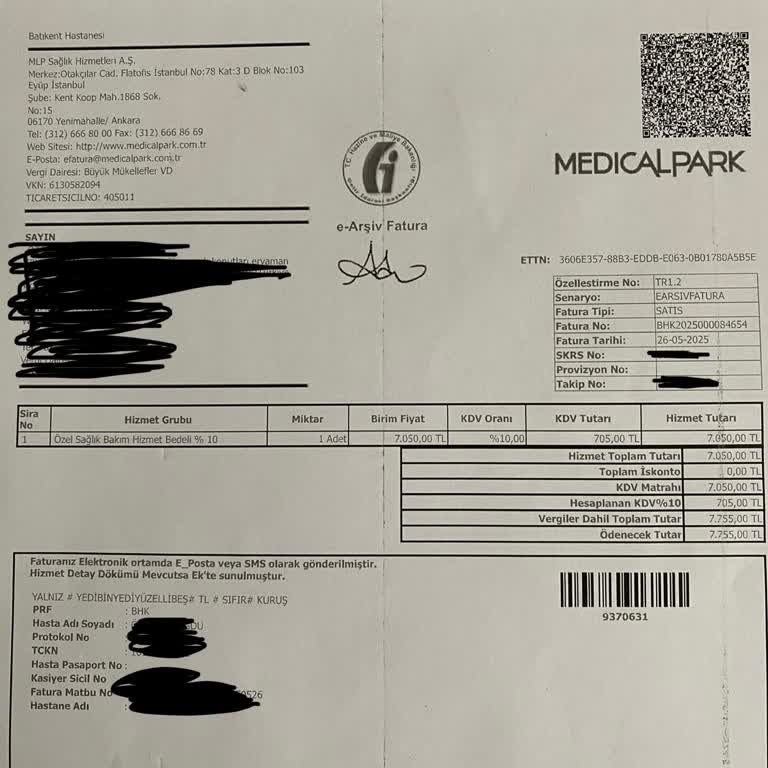 Medical Park Hastanesi SGK Ve TSS'ye Rağmen Tıbbi Malzeme Ücreti Alınması Hakkında Açıklama Talebi