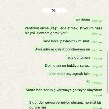 İade Talebine Cevap Alınamaması Ve Müşteri Hizmetlerinde Sorun