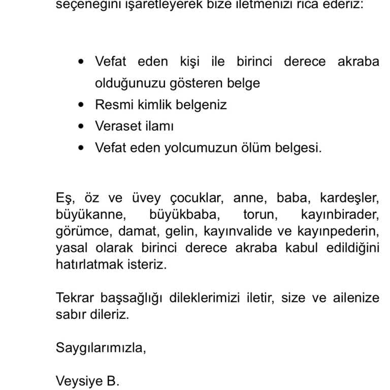 Türk Hava Yolları'nın Vefat Durumunda İlgisiz Ve Anlayışsız Tutumu