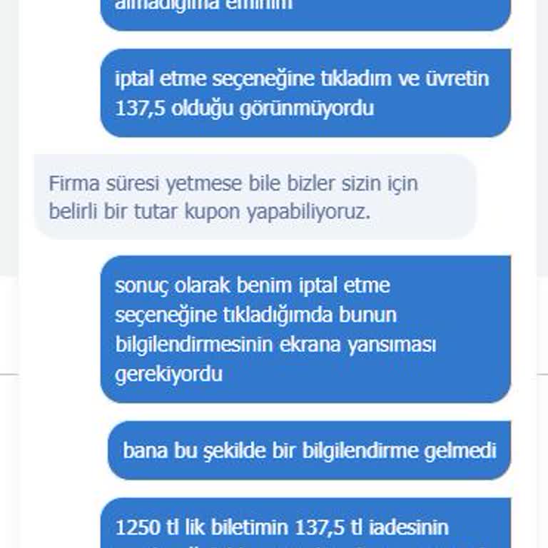 İptal Edilen Bilette Eksik İade Ve Yetersiz Bilgilendirme