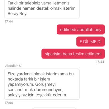 Teslim Edilmeyen Sipariş İçin Destek Alamıyorum