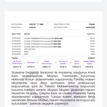 Bildirimsiz Yabancı İşlemlerle Kartımdan Yüksek Tutar Çekildi