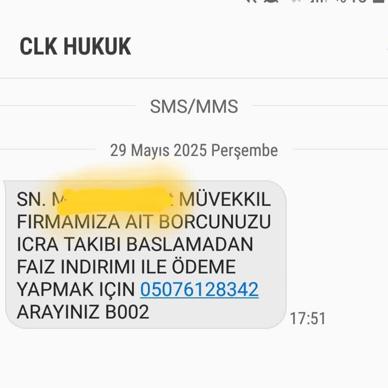 CLK Hukuk'tan Borç Mesajı Ve Kişisel Bilgi Güvenliği Endişesi