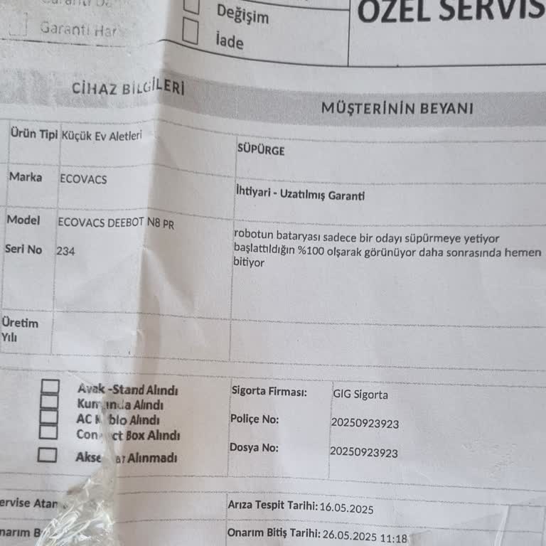 Sigorta Batarya Sorununu Karşılamadı, Mağdur Edildim