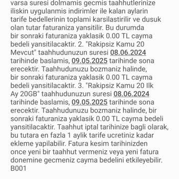 Taahhüt Cayma Bedeli Alınmayacak Denmesine Rağmen Faturama Yansıtıldı