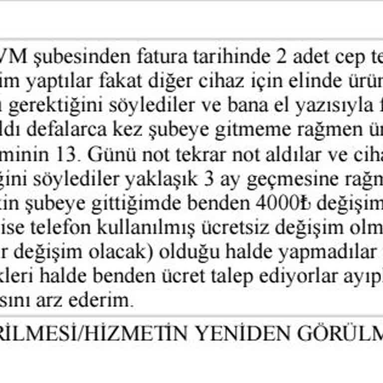 Reeder Telefon Değişiminde Ek Ücret Ve Uzun Bekleyiş Mağduriyeti