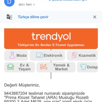 Trendyol Siparişimde Eksik Ürün Ve Çözülmeyen Tedarik Sorunu