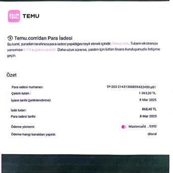 İptal Edilen Siparişin Ücreti 3 Ay Boyunca İade Edilmedi