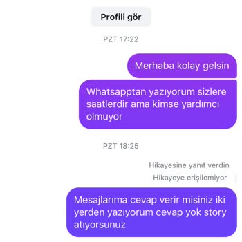 Birissine Siparişimde İletişim Yok İade Yapılmadı