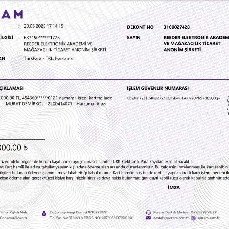 240 Bin TL İadem Karta Geçmedi Bankayla Reeder Arasında Kaldım