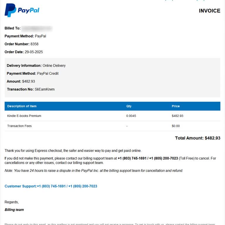 Bilgim Dışında PayPal Faturası Ve Kişisel Verilerimin Kullanımı