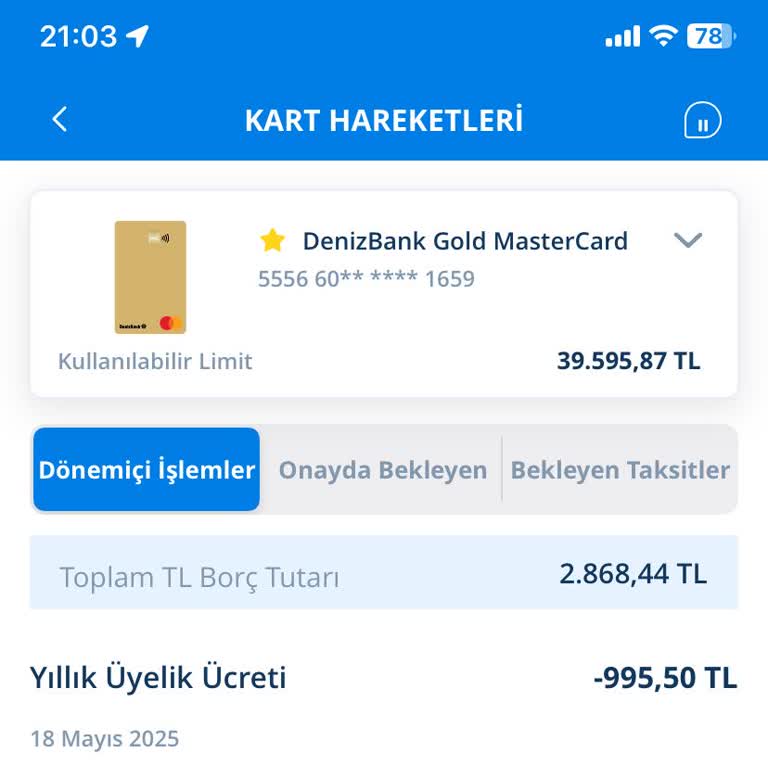 Denizbank Kredi Kartıma Haksız Yıllık Aidat Kesintisi Yapıldı