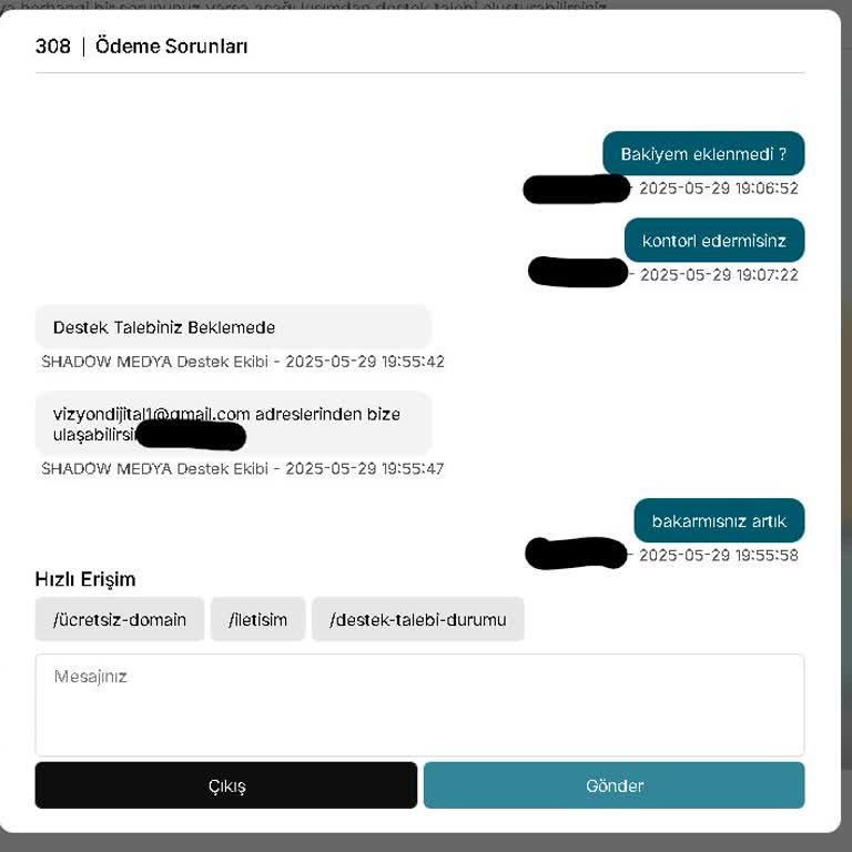 Destek Taleplerim Cevapsız Kaldı, Müşteri Hizmeti Yetersiz