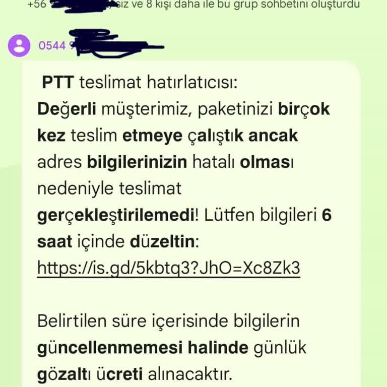 Numaram Kullanılarak PTT Kargo Adıyla Mesaj Gönderiliyor Mağdur Ediliyorum