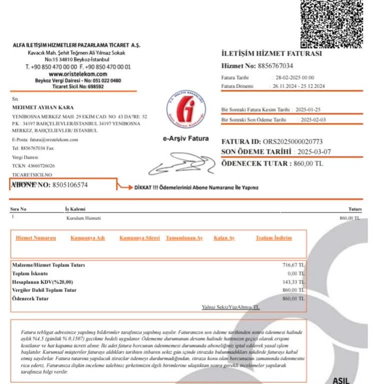 Kurulum Ücretinin Sonradan Faturalanması Ve Bilgilendirme Eksikliği