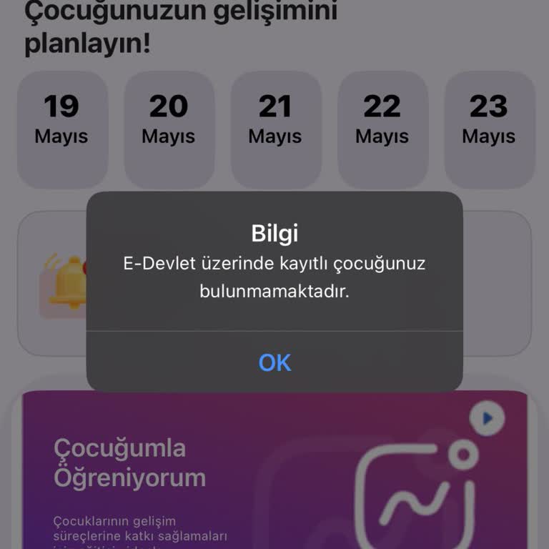 İlk Öğretmenim Ailem Uygulamasında 'Çocuk Bulunamadı' Hatası Sürekli Devam Ediyor