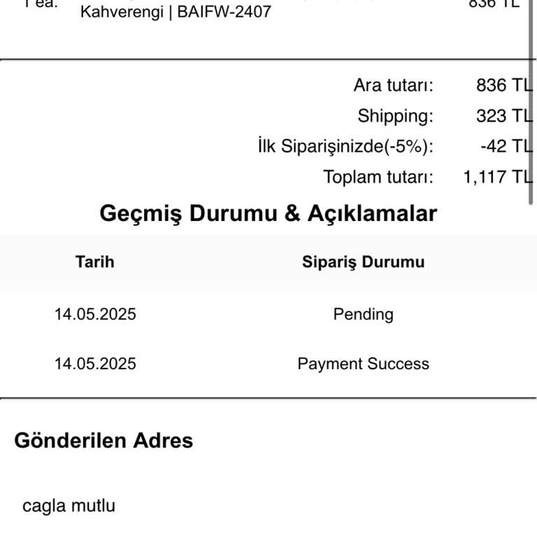 Sipariş Ettiğim Şapka 15 Gündür Teslim Edilmedi, Para İadesi İstiyorum