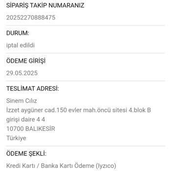 İptal Edilen Siparişte Ücret İadesi Sorunu