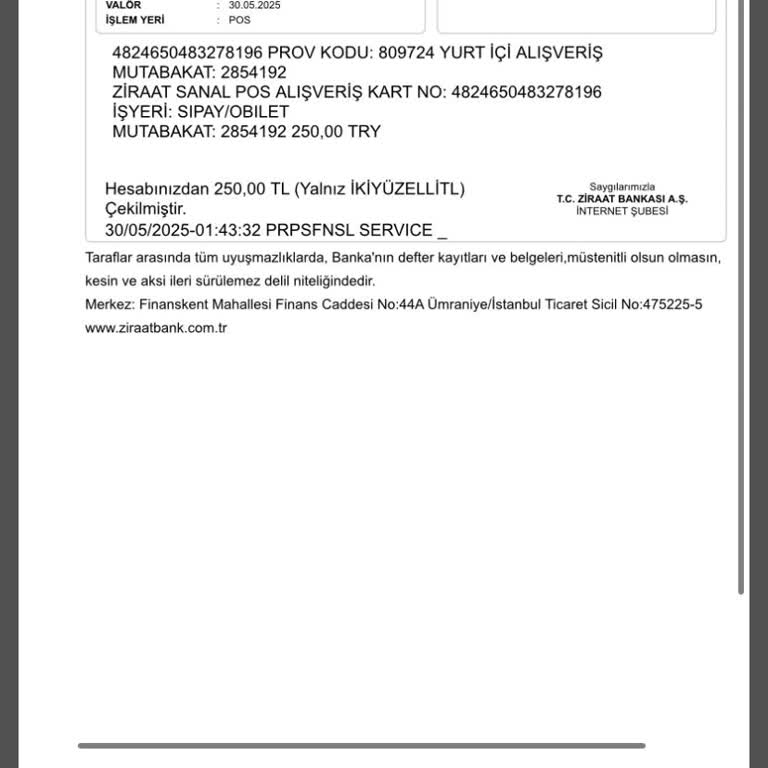 Obilet'ten Alınamayan Bilet Ve Çekilen Ücret Mağduriyeti
