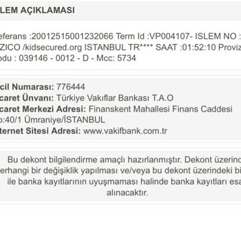 Kidsecured İzinsiz Kart İşlemi Nedeniyle Hesabımdan Para Çekildi, İade Talep Ediyorum