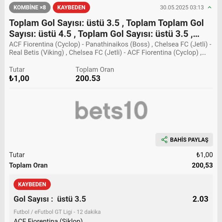 Bets10 Efutbol Bahislerinde Kuponlar Maç Başlamadan Kaybediliyor