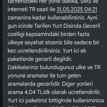 Yurt Dışında Anlık Kullanımda Otomatik Paket Tanımlanması Ve Yüksek Ücret İtirazı