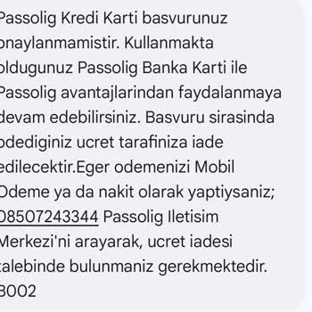 Başka Kartım Olduğu İçin Onaylanmayan Passolig Başvurusunda Ücret İadesi Sorunu