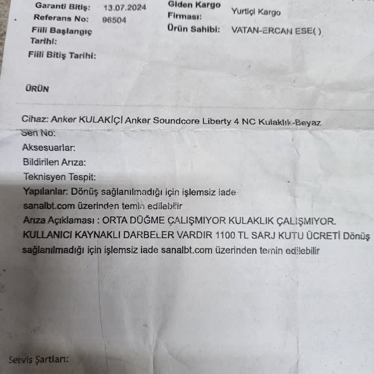 Garanti Sürecinde Yüksek Değişim Ücreti Ve Mağduriyet