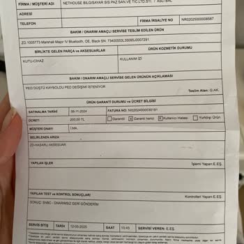 Garanti Kapsamında Kulaklık Tadilatı Yapılmadan Bilgi Verilmeden Geri Gönderildi