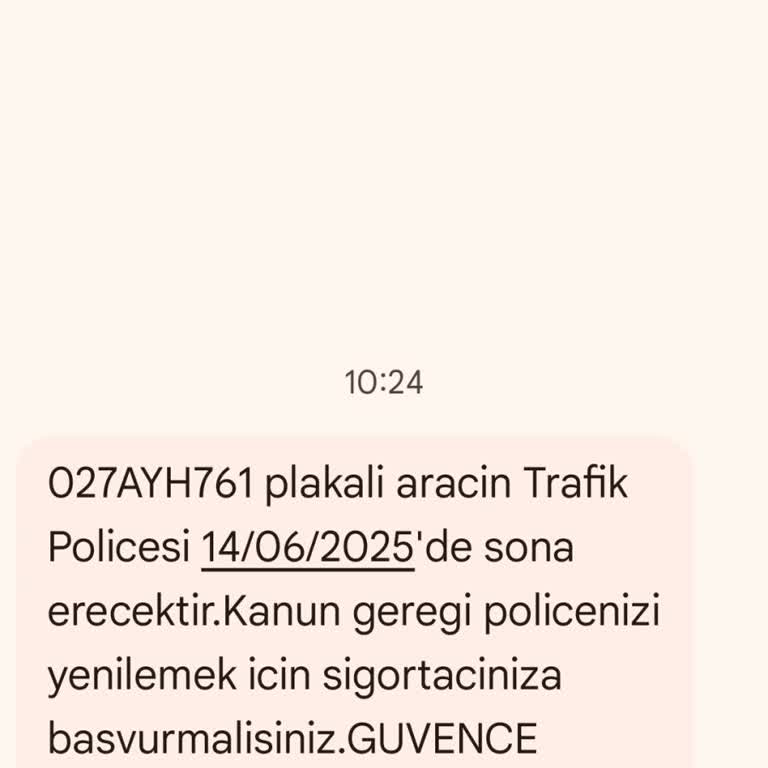 Adıma Kayıtlı Olmayan Araç İçin Sigorta Mesajı Ve Sorumluluk Reddi