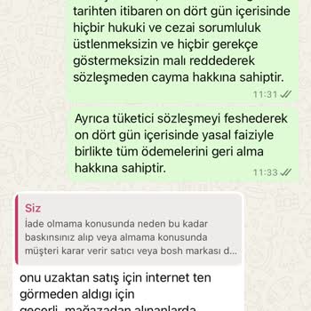 Bosch Şubesinden Aldığım Buzdolabında İade Sorunu Ve Olumsuz Yaklaşım