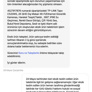 Siparişimde Eksik Kamera Gönderildi Müşteri Hizmetleri Çözüm Sunmuyor