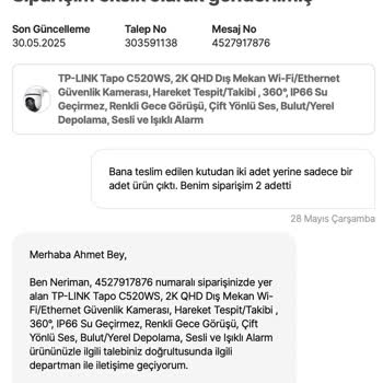 Siparişimde Eksik Kamera Gönderildi Müşteri Hizmetleri Çözüm Sunmuyor