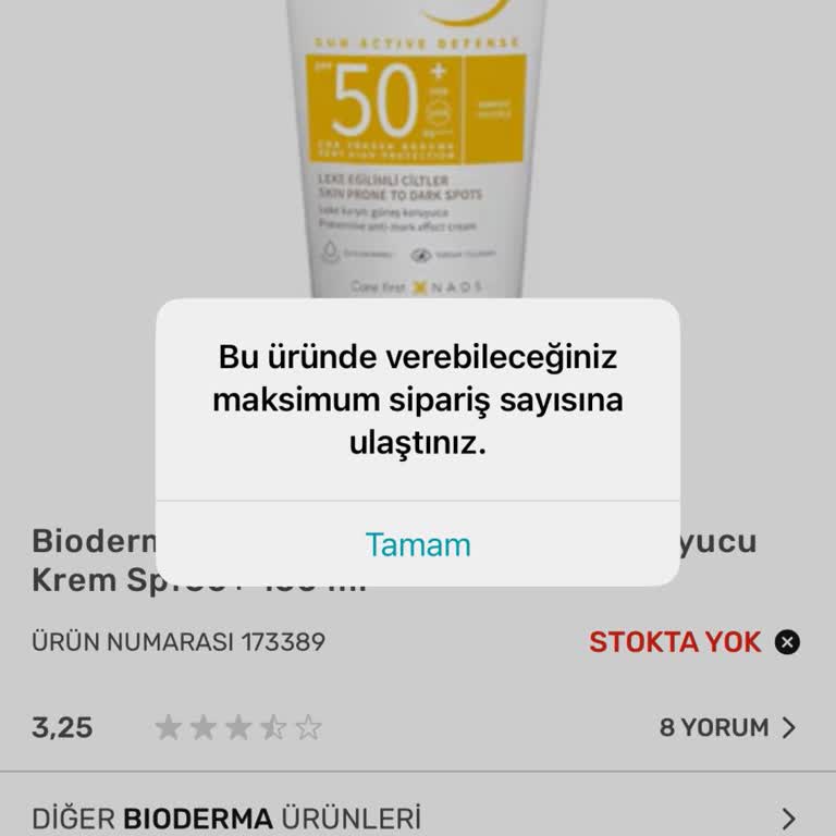 Sipariş Limiti Nedeniyle Ürün Satın Alamıyorum