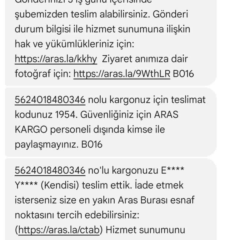 Kargo Teslimatıyla İlgili Otomatik Mesaj Sorunu