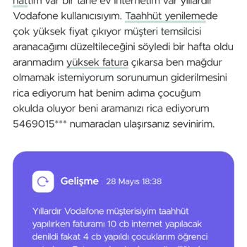 Taahhütte Verilen İnternet Sözünün Tutulmaması Ve Yüksek Fatura