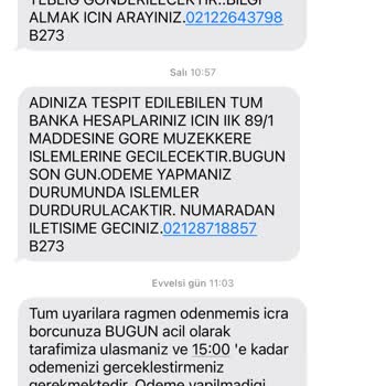 Esasalacak (SMS) Borç Ve İcra Tehdidi İçeren Sahte Mesajlar