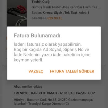 Siparişimin Kargoda Kaybolması Ve Para İadesinin Yapılmaması